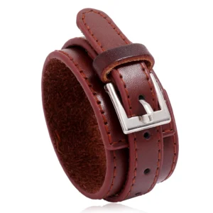 Bracelet cuir homme boucle réglable - Marron
