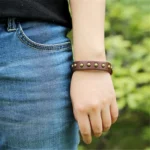 Bracelet cuir homme rivet