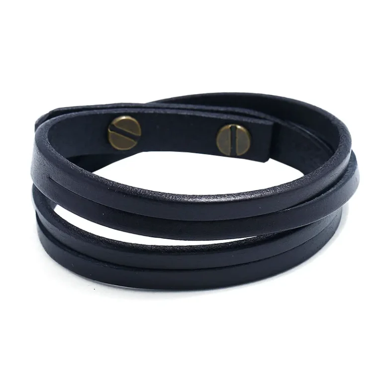 Bracelet cuir hommr multirang fines lanières