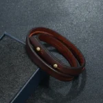 Bracelet cuir hommr multirang fines lanières