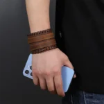 Bracelet en cuir homme western larges