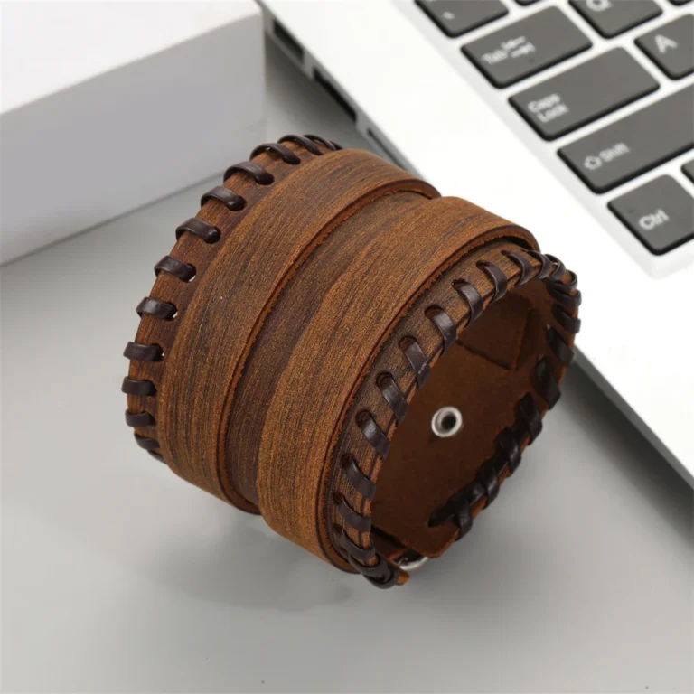 Bracelet en cuir homme western larges