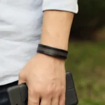 Bracelet en cuir marron bicolore réglable