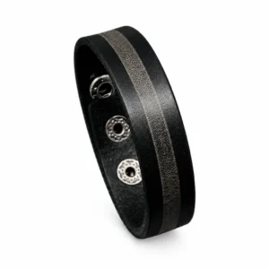 Bracelet en cuir marron bicolore réglable