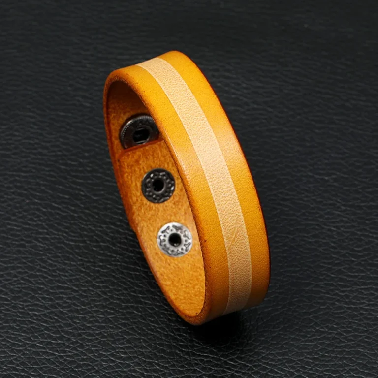 Bracelet en cuir marron bicolore réglable