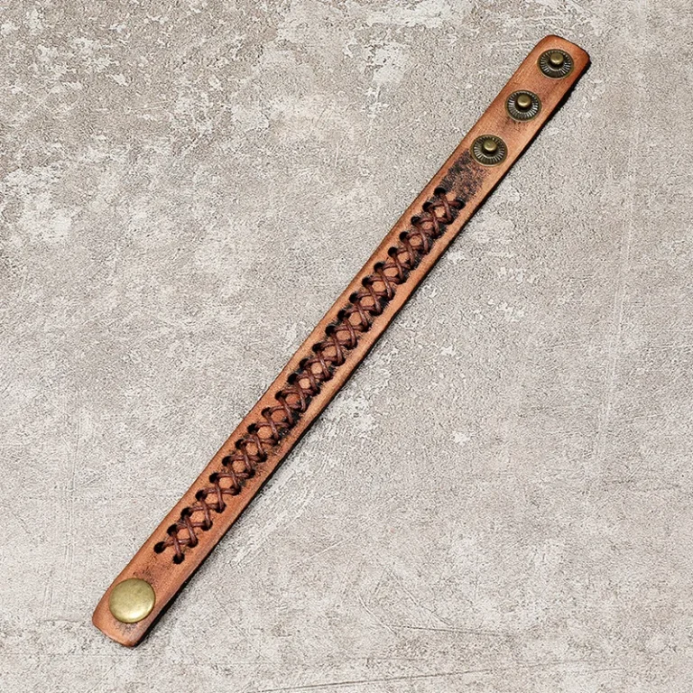 Bracelet homme cuir laçage croisé