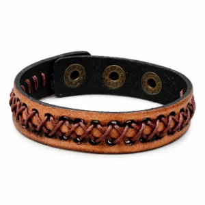 Bracelet homme cuir laçage croisé