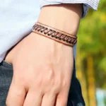 Bracelet homme cuir laçage croisé