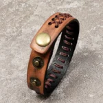 Bracelet homme cuir laçage croisé