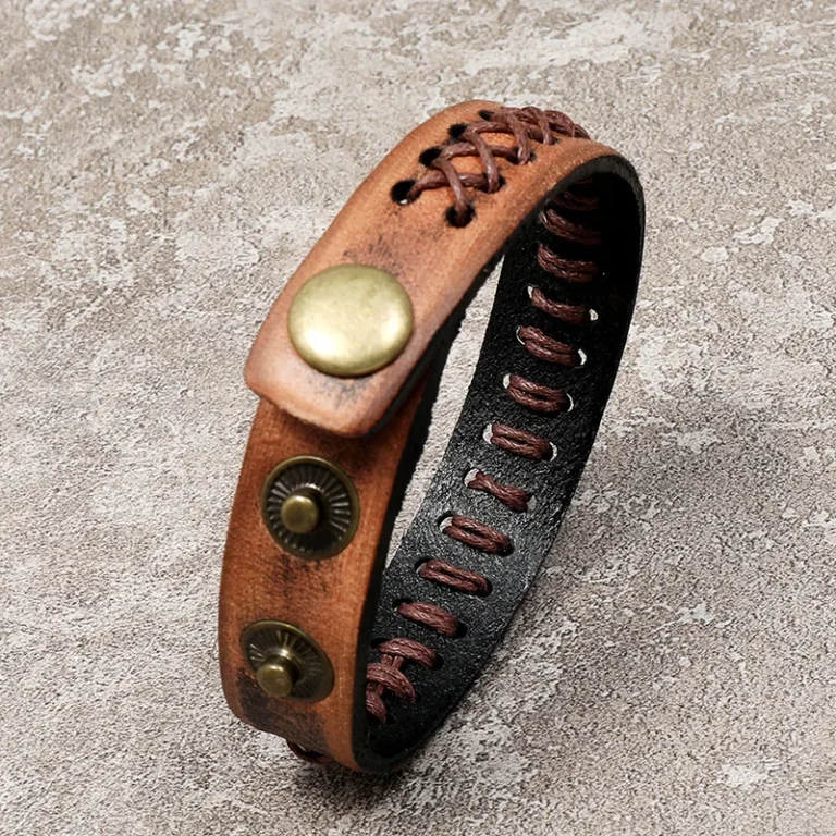 Bracelet homme cuir laçage croisé