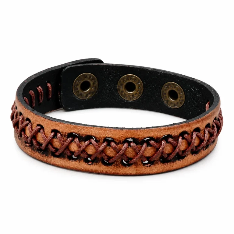 Bracelet homme cuir laçage croisé