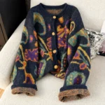 Cardigan femme années 70 psychédéliques