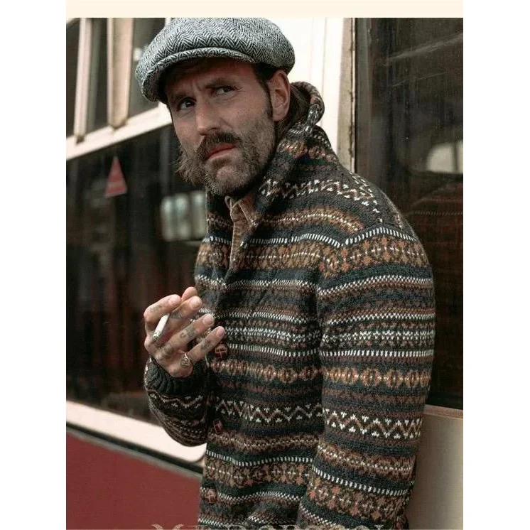 Cardigan maille vintage amérindienne.