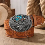 Ceinture cowboy aigle et couleur turquoise
