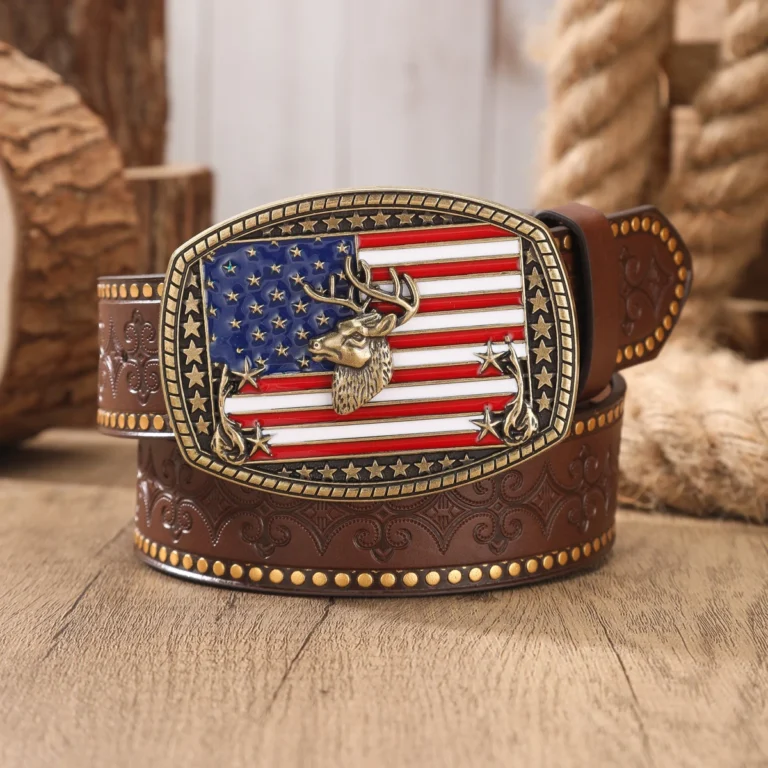 Ceinture cowboy cerf et drapeau américain