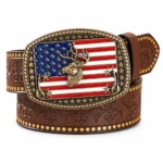Ceinture cowboy cerf et drapeau américain
