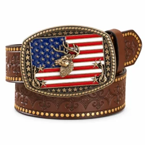 Ceinture cowboy cerf et drapeau américain