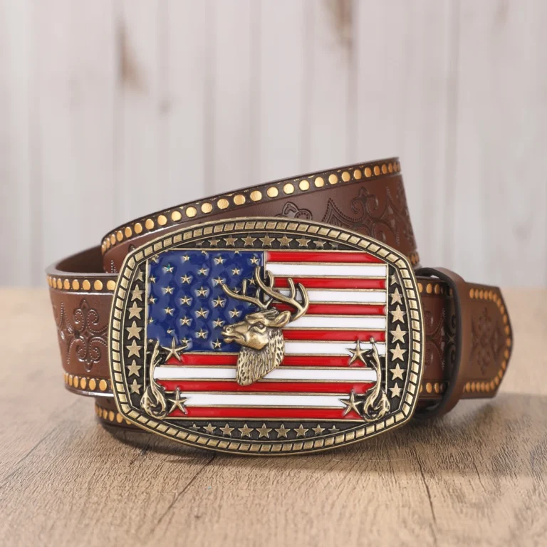 Ceinture cowboy cerf et drapeau américain
