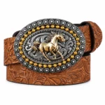 Ceinture cowboy cheval argenté et doré