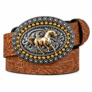 Ceinture cowboy cheval argenté et doré