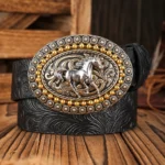 Ceinture cowboy cheval argenté et doré