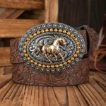 Ceinture cowboy cheval argenté et doré