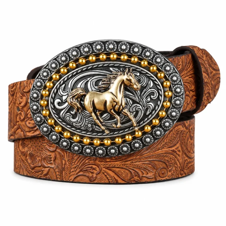 Ceinture cowboy cheval argenté et doré