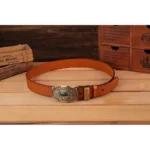 Ceinture cowboy cuir boucle laiton vintage