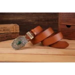 Ceinture cowboy cuir boucle laiton vintage
