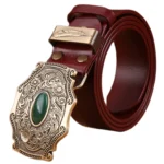 Ceinture cowboy cuir boucle laiton vintage