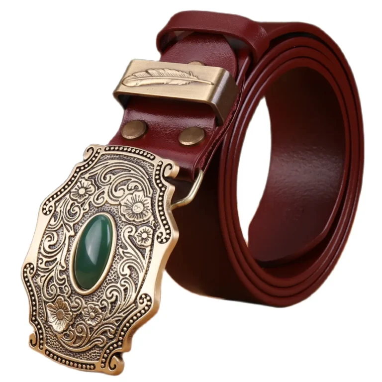 Ceinture cowboy cuir boucle laiton vintage