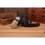 Ceinture cowboy cuir pleine fleur grosse boucle laiton