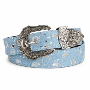 Ceinture cowboy femme jean - Bleu clair