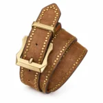 Ceinture cowboy marron à clous dorés