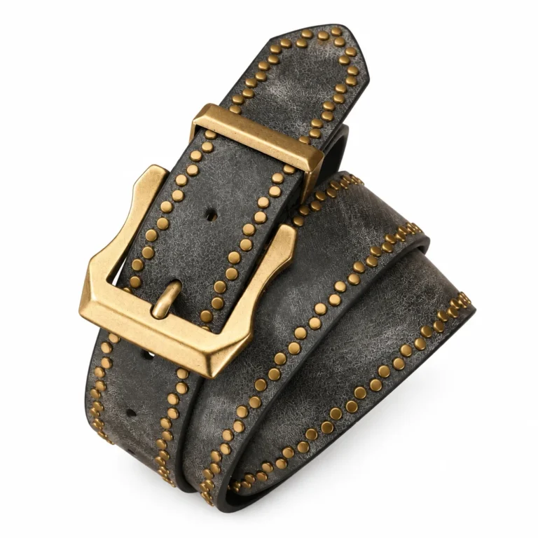 Ceinture cowboy marron à clous dorés