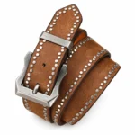 Ceinture cowboy marron à clous dorés