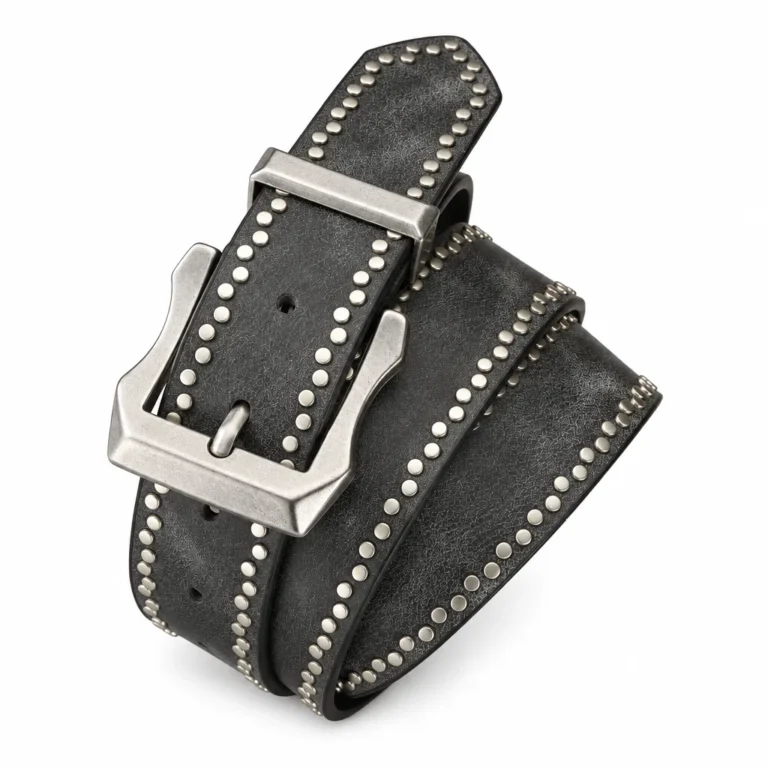 Ceinture cowboy marron à clous dorés