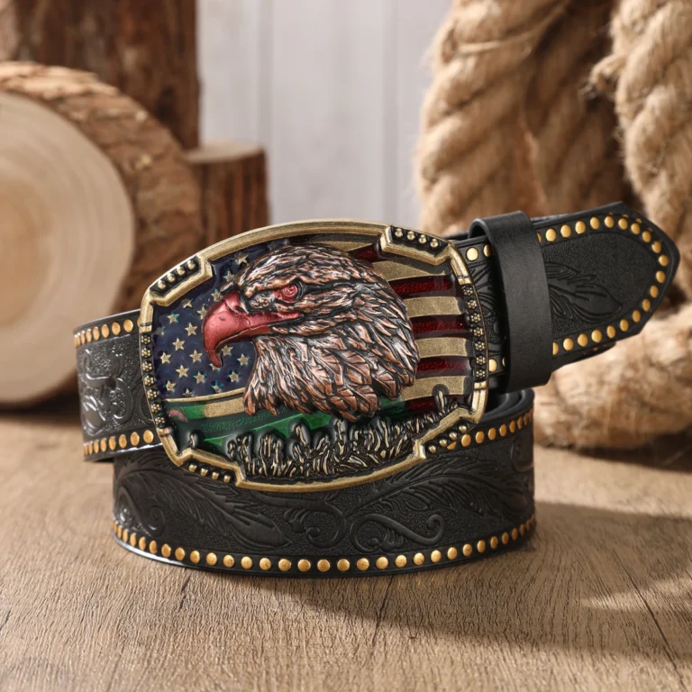 Ceinture cowboy tête aigle USA