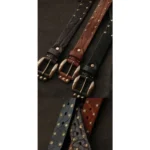 Ceinture cuir de vachette à rivets laiton
