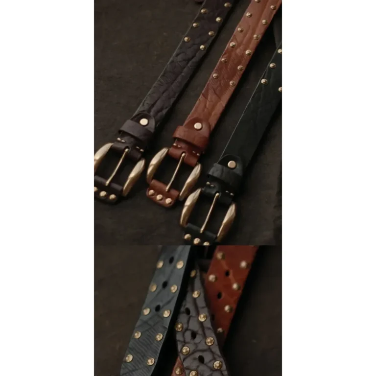 Ceinture cuir de vachette à rivets laiton