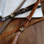 Ceinture fine cuir et boucle en laiton massif