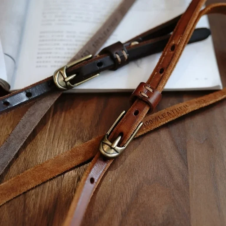 Ceinture fine cuir et boucle en laiton massif