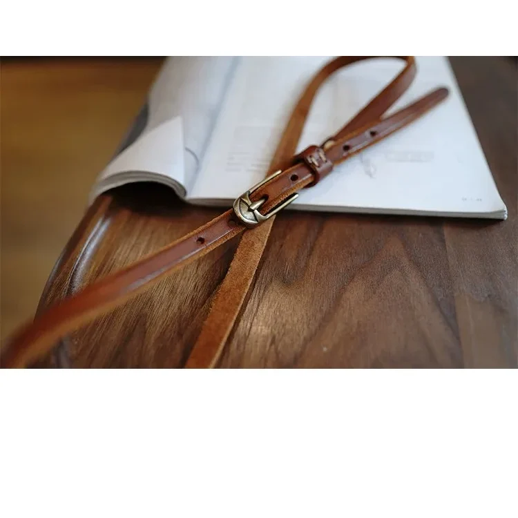 Ceinture fine cuir et boucle en laiton massif