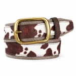 Ceinture motif vache - Café et blanc — boucle arrondie