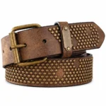 Ceinture western marron à clous bronze