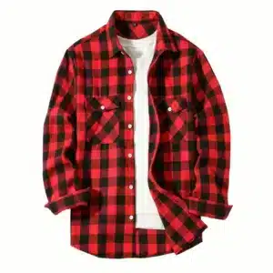 Chemise homme rouge noire à carreaux manches longues - Rouge paquet de 1