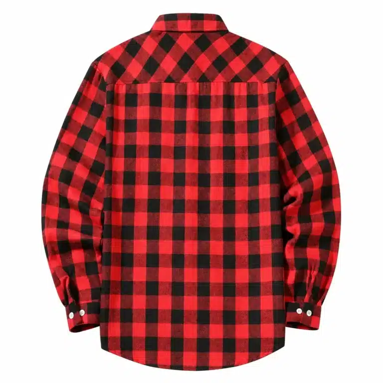 Chemise homme rouge noire à carreaux manches longues