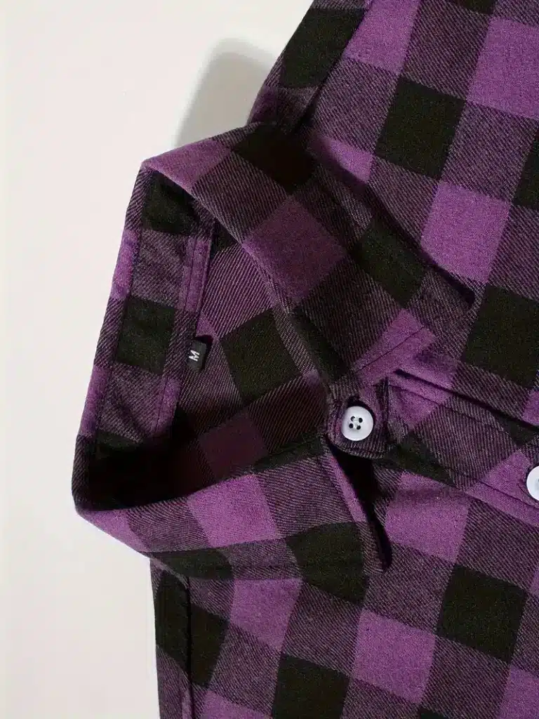 Chemise homme rouge noire à carreaux manches longues