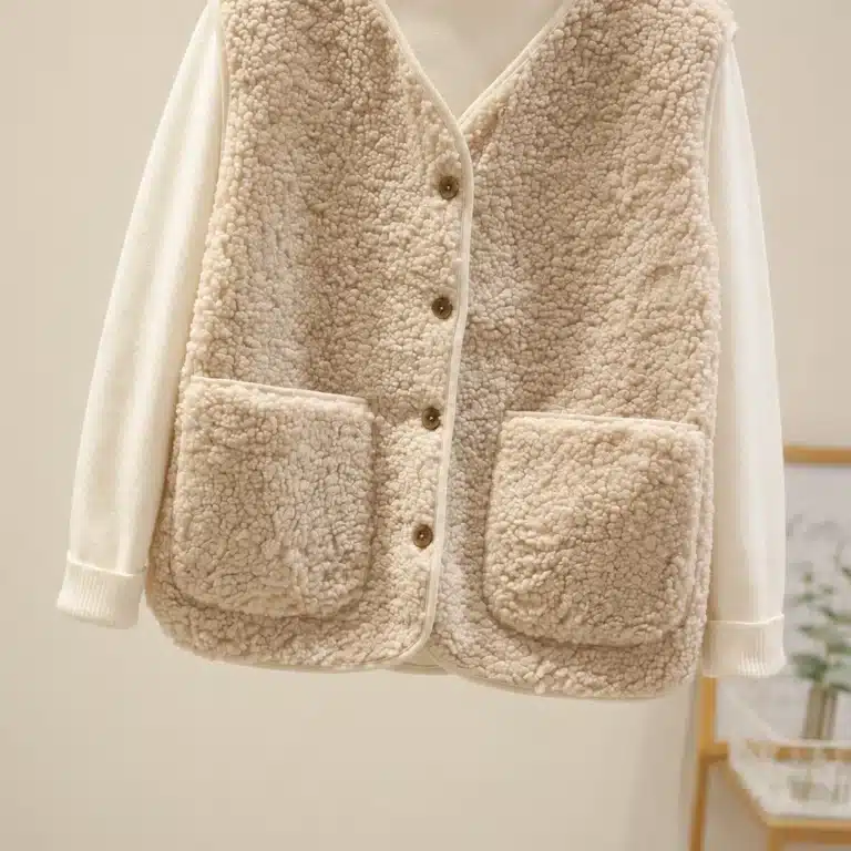 Gilet femme cowboy sans manches effet mouton
