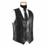 Gilet sans manche en cuir pour homme